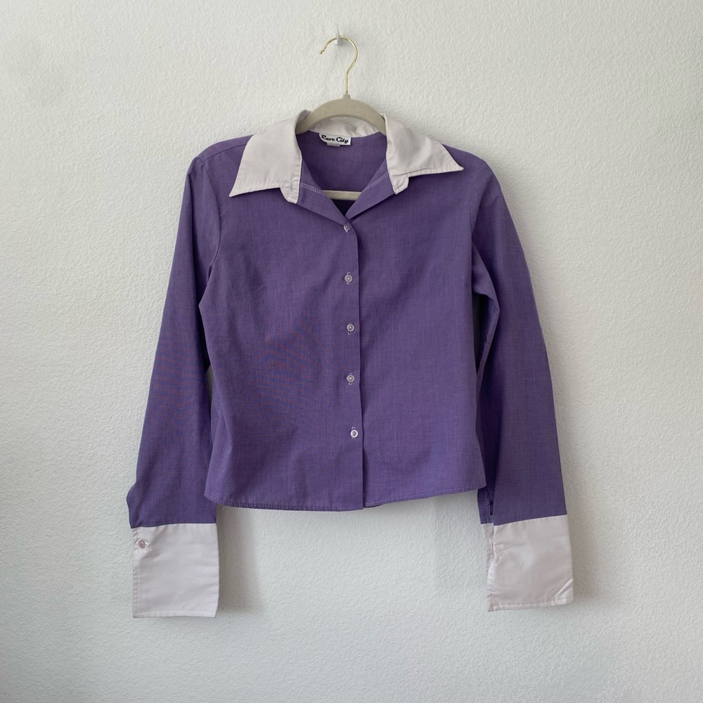 Vintage Rave City Lavender Long Sleeve Button Up